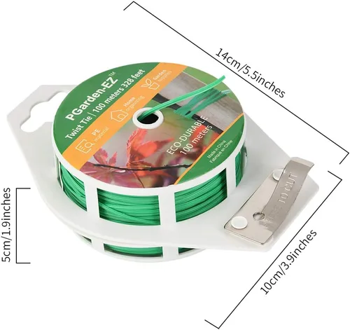 Miniatura 6 de Twist Ties - Lazos de jardín recubiertos de polietileno de 328 pies con cortador para jardinería, tomates, enredaderas y organización de cables