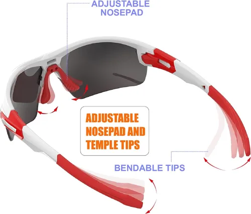 Miniatura 4 de Gafas de sol profesionales Ride Your Way, envolventes, sin marco, para ciclismo, para hombres y mujeres Q5c Blanco/Rojo