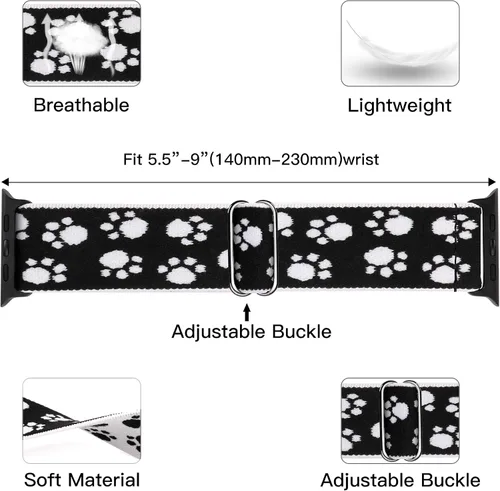 Miniatura 2 de Correas elásticas de nailon compatibles con Apple Watch de 1.496 pulgadas, 1.575 pulgadas, 1.614 pulgadas, 1.654 pulgadas, 1.732 pulgadas, 1.732