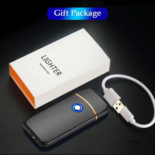 Miniatura 7 de Encendedor electrónico recargable por USB, encendido inteligente de doble cara, resistente al viento, plasma ligero, regalo portátil para novios