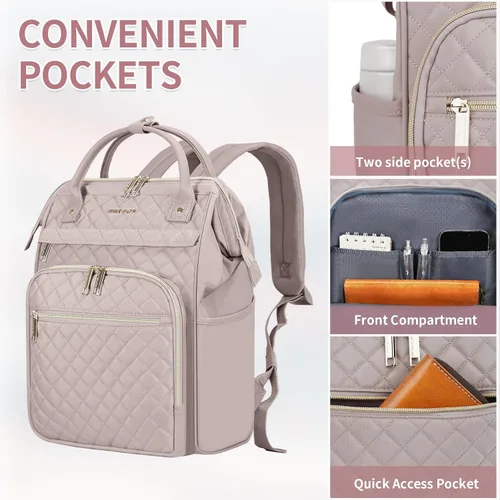 Miniatura 4 de EMPSIGN - Mochila para laptop de 17 pulgadas para mujeres, bolsas de trabajo, negocios, viajes, computadora, universidad, de gran capacidad
