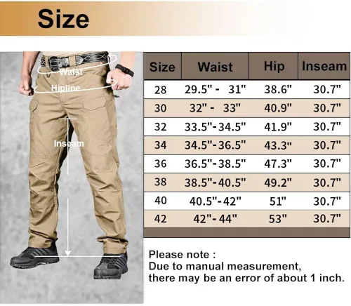 Miniatura 7 de HYCOPROT Pantalones tácticos para hombre Ripstop repelente al agua ligeros casuales de secado rápido 10 bolsillos pantalones de trabajo
