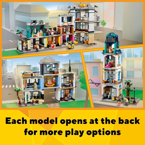 Miniatura 4 de LEGO Creator 3 en 1 Set de Construcción de Edificios de la Calle Principal, Incluye una Ciudad de Juguete, Edificio Art Deco, Calle del Mercado