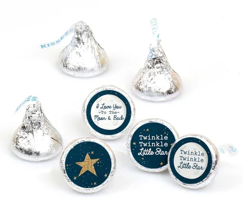 Big Dot of Happiness Twinkle Twinkle Little Star – Baby Shower o fiesta de cumpleaños redondo para dulces – Etiquetas para dulces de chocolate (1