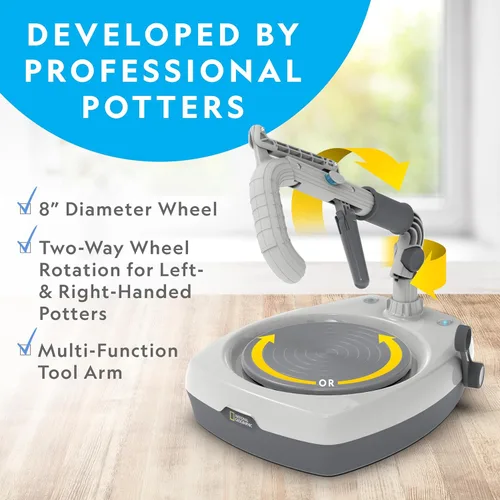 Miniatura 3 de NATIONAL GEOGRAPHIC Hobby - Kit de rueda de cerámica de velocidad variable de 8 pulgadas para adultos y adolescentes con innovadora herramienta