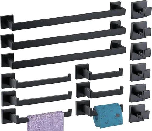 Miniatura 9 de Juego de Herrajes de Baño de 10 Piezas Níquel Cepillado Juego de Accesorios de Baño SUS304 Juego de Barras para Toallas Incluye 2 Barras