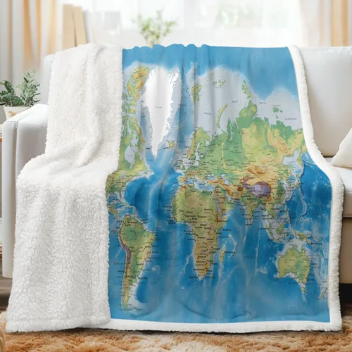 Miniatura 15 de Sleepwish Manta Sherpa con mapa del mundo antiguo para bebé (30 x 40 pulgadas), manta de forro polar retro vintage, acogedora manta de felpa