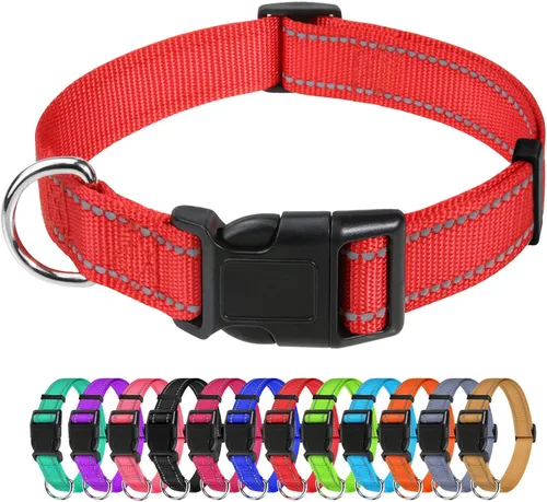 Miniatura 25 de TagME Collares de nailon reflectantes para perros, collar ajustable clásico para mascotas con hebilla de liberación rápida para perros pequeños