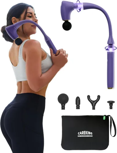 Pistola de masaje muscular desmontable 2 en 1 de tejido profundo con mango de extensión de 20 pulgadas, masajeador de espalda y cuello para aliviar