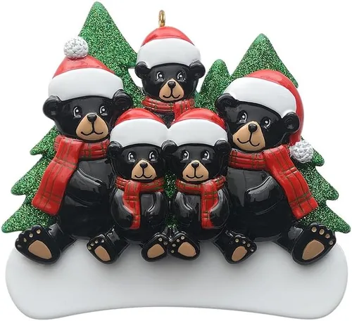 Miniatura 14 de Adorno personalizado de oso negro 2025 – Decoración de árbol de Navidad de familia de 2, animal del bosque, adorno de nuestra primera Navidad juntos
