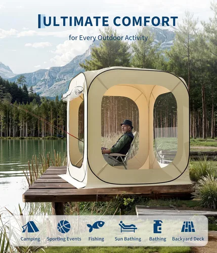 Miniatura 5 de 6x6 pies Tienda al Aire Libre para Todo Clima con Armado Instantáneo, Refugio de Playa para 2-3 Personas, Tienda de Camping Resistente al Agua, al