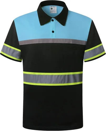 Miniatura 2 de Camisas de seguridad HoliSecure para hombre, camisas polo reflectantes de alta visibilidad para hombre con bolsillo, ropa de trabajo de manga corta