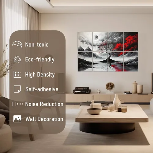 Miniatura 2 de FurnoFlexArt Paneles Acústicos Azulejos Decorativos para Habitación Espuma Insonorizante Paneles Absorbentes Amortiguación de Ruido Cancelación