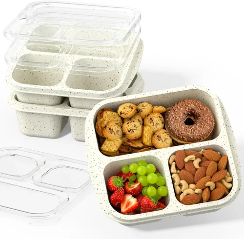 Miniatura 8 de Cajas de aperitivos (paquete de 3) – Cajas Bento apilables con 3 compartimentos, recipientes de preparación de comidas reutilizables, recipientes