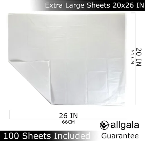 Miniatura 2 de Allgala Papel de regalo de seda, crepe de color, embalaje para regalos, 100 hojas de 20 x 26 pulgadas, color blanco, ideal para bodas, cumpleaños