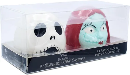 Miniatura 3 de Disney The Nightmare Before Christmas Jack and Sally - Juego de 2 saleros y pimenteros de cerámica, recipientes dispensadores de especias