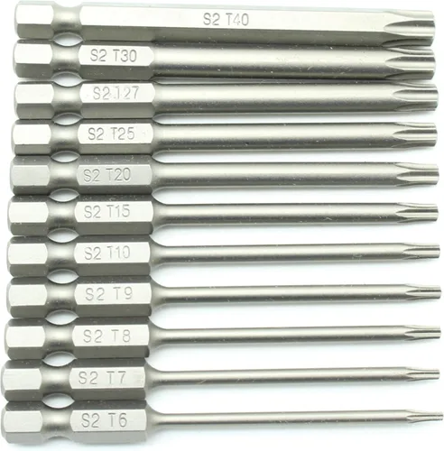 Miniatura 35 de TMAX Juego de puntas de destornillador de cabeza de estrella T6 Torx de 25 piezas, acero S2 de 6 puntos T-6 puntas de inserción de destornillador