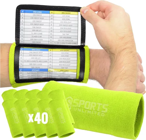 Miniatura 60 de Sports Unlimited Banda Instructora Triple para Adultos, Muñequeras de Fútbol para Jugadas, Muñequeras de Béisbol, Bandas de Brazo QB Negro