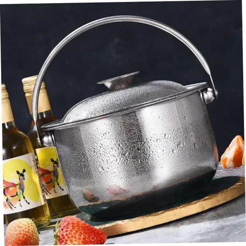 Miniatura 9 de KICHOUSE Olla de cocina de acero inoxidable Olla de acero inoxidable Petit Kitchen Stock con tapa Tazones grandes para mezclar Multifuncional