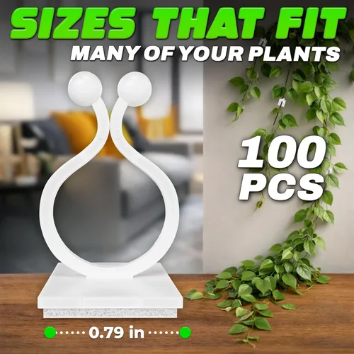 Miniatura 2 de 100 clips transparentes para plantas trepadoras de interior, clips de pared blancos y flexibles para plantas trepadoras para organizar enredaderas
