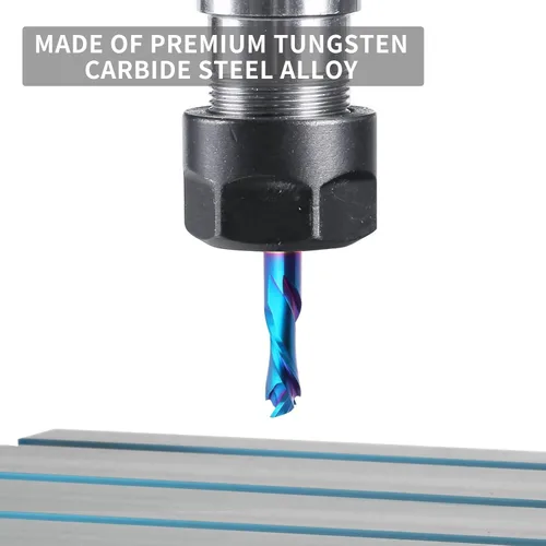 Miniatura 5 de EANOSIC Brocas de fresadora en espiral de compresión ascendente y descendente de 1/2 pulgada de diámetro de corte con revestimiento nano azul