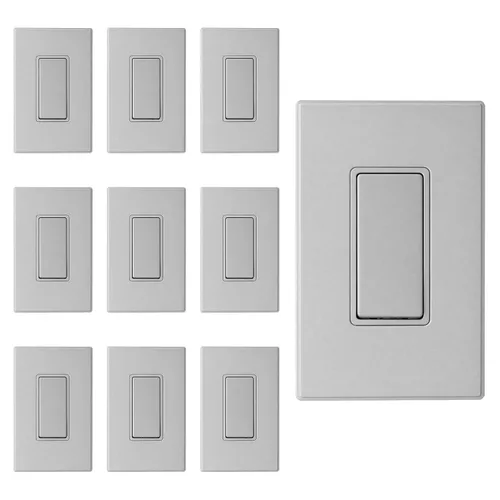 Miniatura 24 de ELEGRP Interruptor de luz decorativo de un solo polo con placa sin tornillos, 15 A 120-277 V, reemplazo del interruptor basculante de paleta