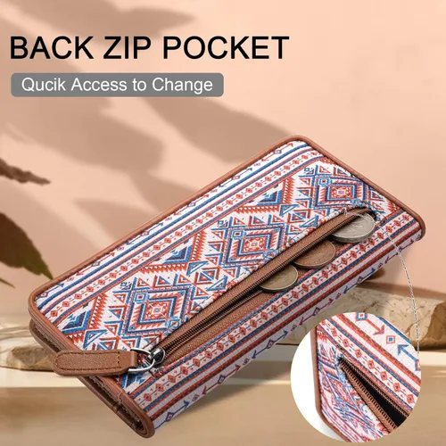 Miniatura 4 de MEITRUE Cartera de cuero delgada ultra delgada para mujer, con bloqueo RFID, tarjetero de crédito, plegable, largo, billetera, para mujer