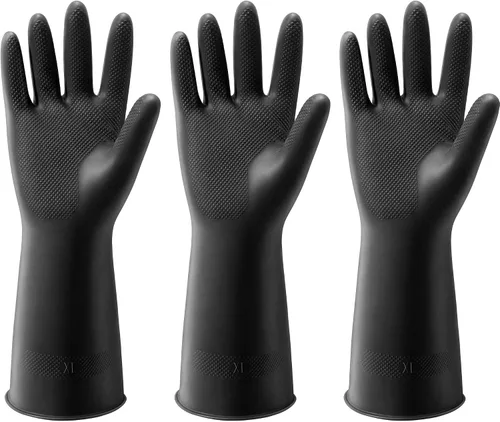 Miniatura 9 de ThxToms 3 pares de guantes de lavado de platos, guantes de limpieza de látex reutilizables para tareas domésticas, cocina, baño, duraderos