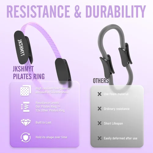 Miniatura 5 de JKSHMYT Pilates Ring Kit for Women, Pilates Equipment – 14.5" Home Magic Circle Workout with Pilates Ball,Resistance Bands,Better me Pilates Púrpura