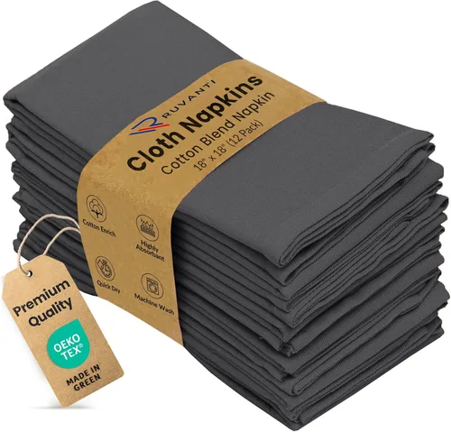 Miniatura 44 de Ruvanti - Juego de 4 servilletas de tela de 45x45 centímetros, lavables, suaves, duraderas, absorbentes, mezcla de algodón. Servilletas de mesa