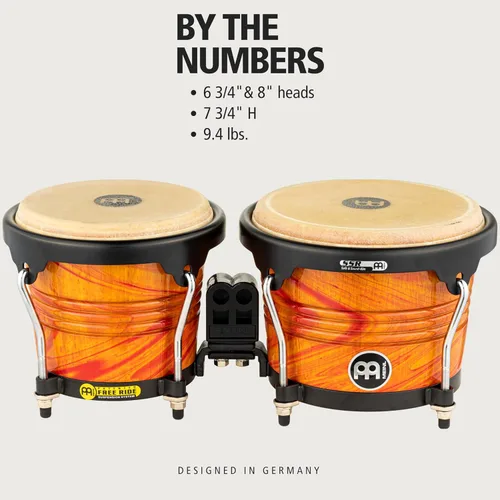 Miniatura 6 de Meinl Percussion FWB190AF Free Ride Series Bongos de madera, acabado de llama ámbar