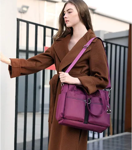 Miniatura 3 de Bolsas de nailon para mujer, impermeable, bolsa de hombro casual, bolso ligero, bolsa de múltiples bolsillos