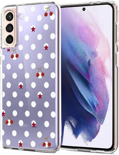 Miniatura 12 de Unov Funda para Galaxy S21, transparente con diseño, ajuste delgado, buen agarre, funda de teléfono en relieve, cubierta protectora a prueba