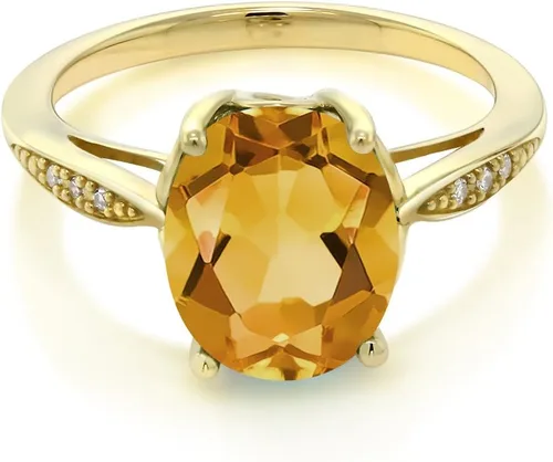 Miniatura 62 de Gem Stone King Anillo de compromiso de oro amarillo de 14 quilates de 2-3 quilates con piedra preciosa ovalada de 0.394 x 0.315 in y diamantes