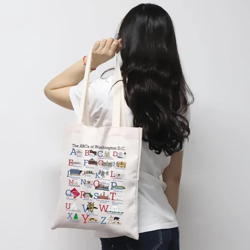 Miniatura 7 de MNIGIU Washington DC Alphabets Tote Bag Washington DC Souvenir Gift Washington DC Welcome Bag