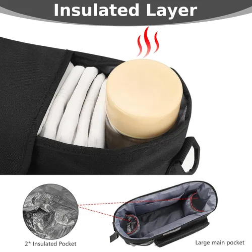 Miniatura 8 de Accmor Organizador universal para cochecito con portavasos aislado, accesorios para bolsa de cochecito, organizador de portavasos para cochecito