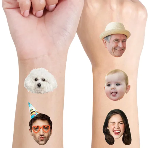 Miniatura 7 de Tatuaje personalizado con nombre y cara, tatuaje temporal personalizado para adultos, niños, amados, un amigo o familia, cara con nombre, 2 x 2