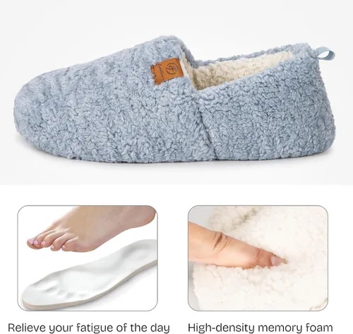 Miniatura 3 de EverFoams Pantuflas suaves y rizadas para mujer, de espuma viscoelástica, ligeras, cómodas, con forro polar