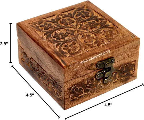 Miniatura 25 de Urna de madera antigua hecha a mano con grabado del árbol de la vida tallada a mano para mujeres y hombres, joyas Acentos de decoración del hogar