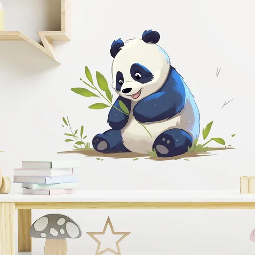 Calcomanías de pared de panda de dibujos animados, calcomanías de pared de animales para niños, removibles, despegar y pegar, arte de pared para