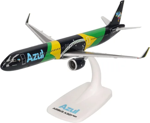 Herpa Airplane Model Airbus A321neo Azul Bandera Brasileña a Escala de 1:200, Miniatura de Plástico con pedastal, Edificio Modelo, Edición