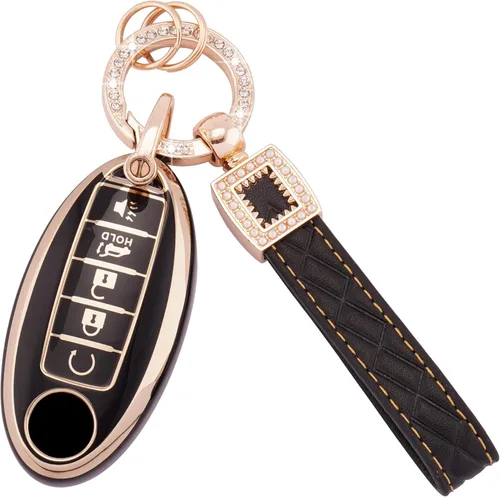 Miniatura 38 de Ekala para Honda Funda para Llavero con Llavero de Cuero, 5 Botones Carcasas de Teclas de TPU Suave Compatibles con Honda Civic Accord Pilot CR-V
