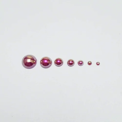 Miniatura 4 de Chenkou Craft - 1 caja con 3000 mitades de perlas, cuentas circulares con inferior plano, gemas sueltas Media bola fucsia oscura
