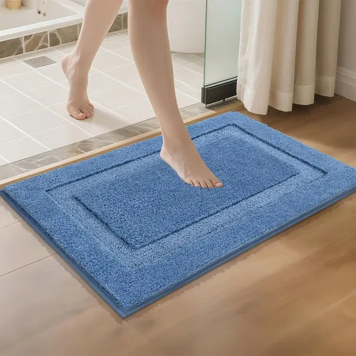 Miniatura 20 de SHACOS Alfombras de baño súper suaves y esponjosas de 24"x36" antideslizantes, lavables, alfombras de baño absorbentes, alfombras para suelo de Gris