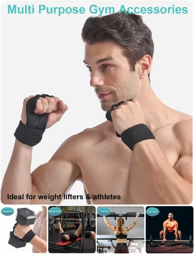 Miniatura 5 de SUJAYU Guantes de entrenamiento para hombres, guantes de entrenamiento para mujeres, muñequeras para levantamiento de pesas, puños Versa, muñequeras