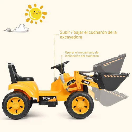 Miniatura 2 de Costzon Coche de Conducción, Excavadora de Juguete con Cargador Frontal, Bocina, Adelante/Atrás, Cubo de Excavación Controlable, Excavadora, Amarillo