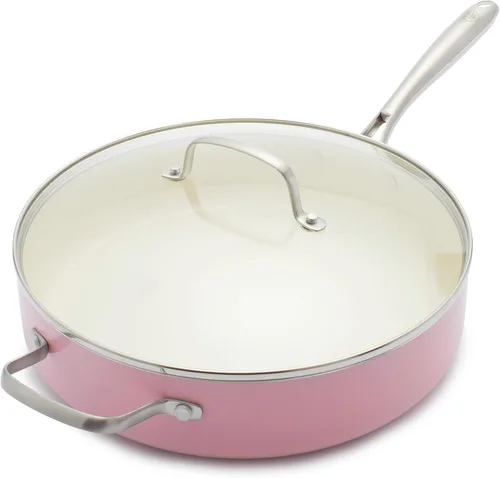 Miniatura 25 de GreenLife Artisan - Sartén antiadherente de cerámica saludable, cazuela jumbo de 5 cuartos de galón con mango ayudante y tapa, mango de acero