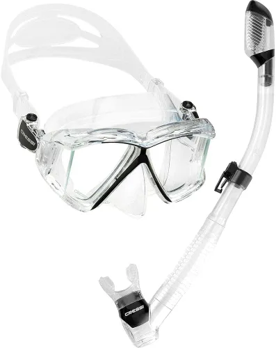 Miniatura 9 de Cressi Máscara panorámica de visión amplia y kit de esnórquel seco para esnórquel, buceo - Pano 4 y Supernova Dry: diseñado en Italia