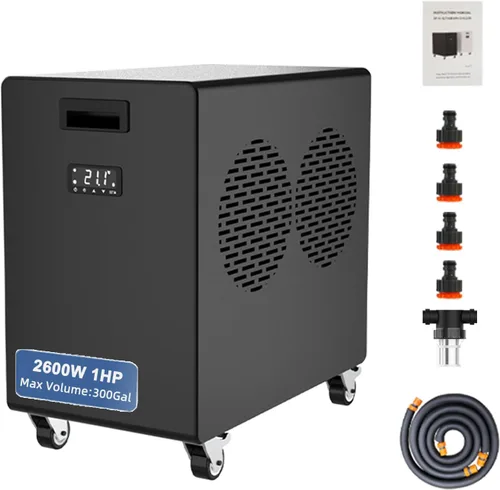 Miniatura 10 de Bañera fría de lujo de 120 galones con enfriador de agua de 2600 W, bañera de hielo portátil para uso en exteriores o interiores, enfriador
