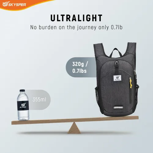 Miniatura 4 de SKYSPER Mochila de senderismo pequeña plegable de 10 litros, plegable, ligera, para senderismo, viaje, para mujeres y hombres Negro